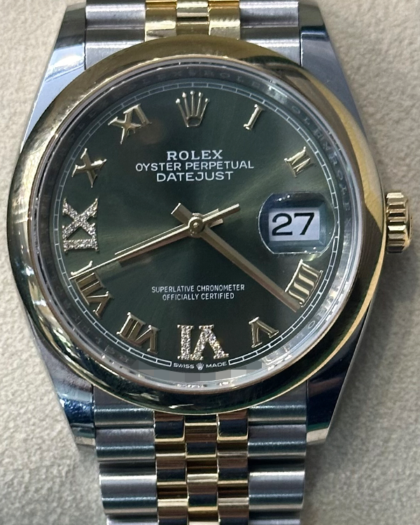 2022 Rolex Datejust 36MM Olive Green Dial Two Tone Jubilee