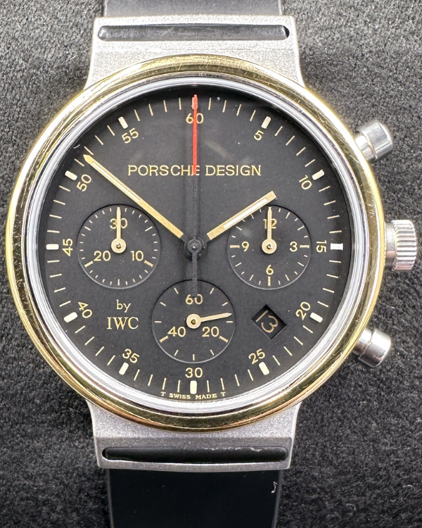 1991 IWC Porsche Design Chronograph 32MM Steel and Gold Black Dial