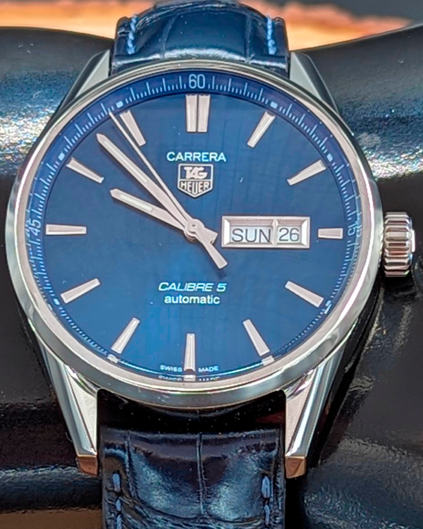 TAG Heuer Carrera Calibre 5 41MM Blue Dial Leather Strap WAR201E