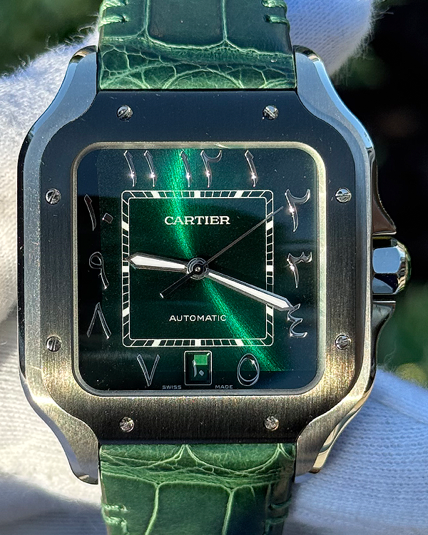 2023 Cartier Santos De Cartier 39.8MM Green Dial Leather Strap