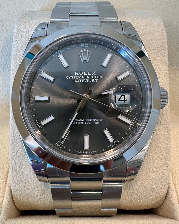 Rolex datejust 41 dark rhodium online oyster