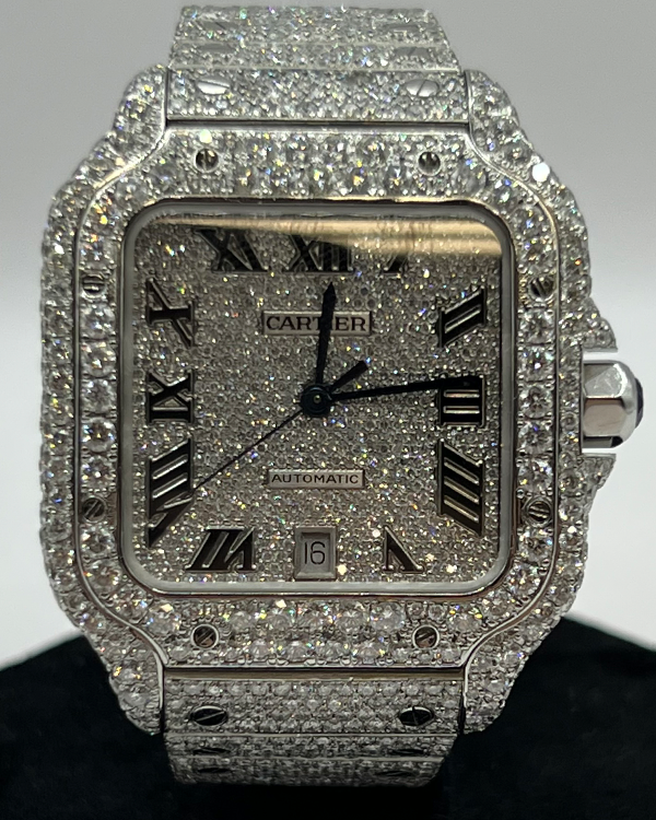 Cartier Santos De Cartier 39.8MM Steel Diamonds Dial Bracelet