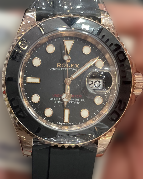 Rolex Yachtmaster 116655 Rose Gold 40mm Oysterflex Rubber With Box / Papers