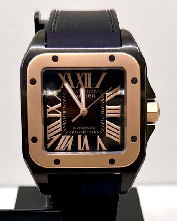 Cartier santos 100 black on sale diamonds