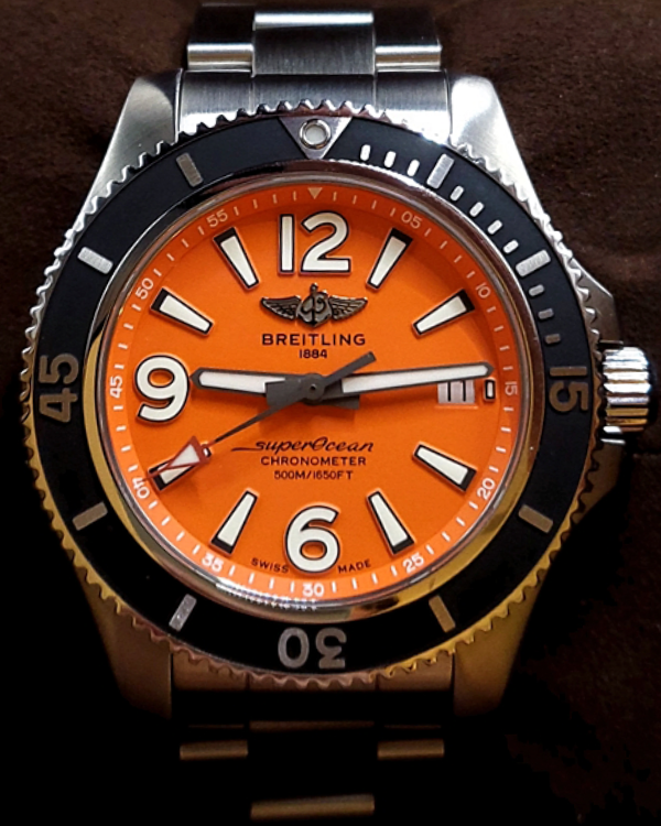 No Reserve 2021 Breitling Superocean 42 Steel Orange Dial