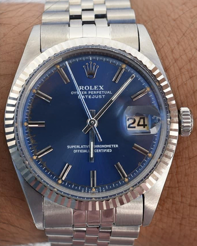 1976 (4.0 Mil Serial) Rolex Datejust 36MM Sigma Singer Blue Dial Jubilee Bracelet (1601)