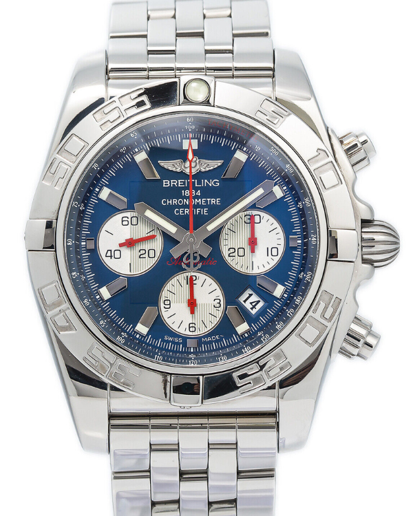 Breitling Chronomat 44MM Blue Dial Steel Bracelet AB0110 Grailzee