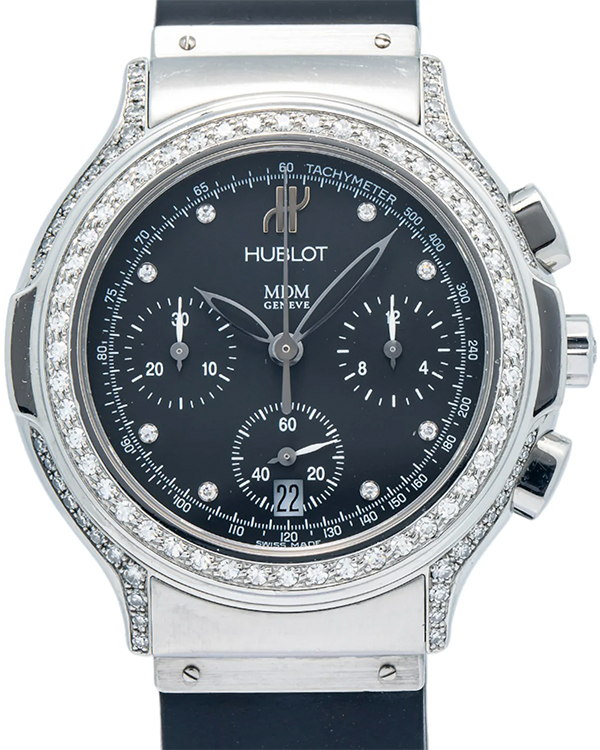 Hublot Elegant MDM Chronograph 37MM Quartz Black Dial Rubber Strap