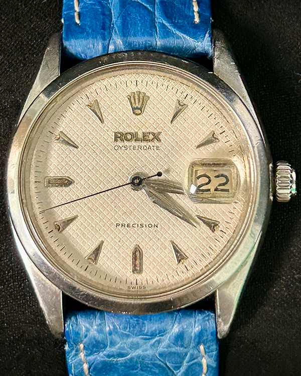 Rolex Oysterdate Precision Vintage 34MM White Dial Leather Strap