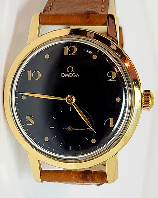 Omega Vintage 18K 37.5MM Black Dial Leather Strap 14170 Grailzee