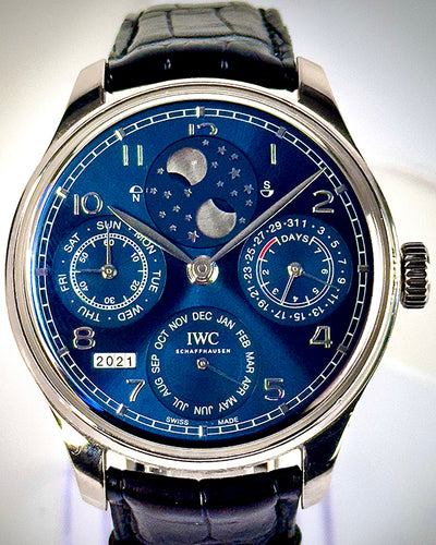 IWC Schaffhausen Portugieser Perpetual Calendar 44.2MM Blue Dial Leather Strap (IW503401)