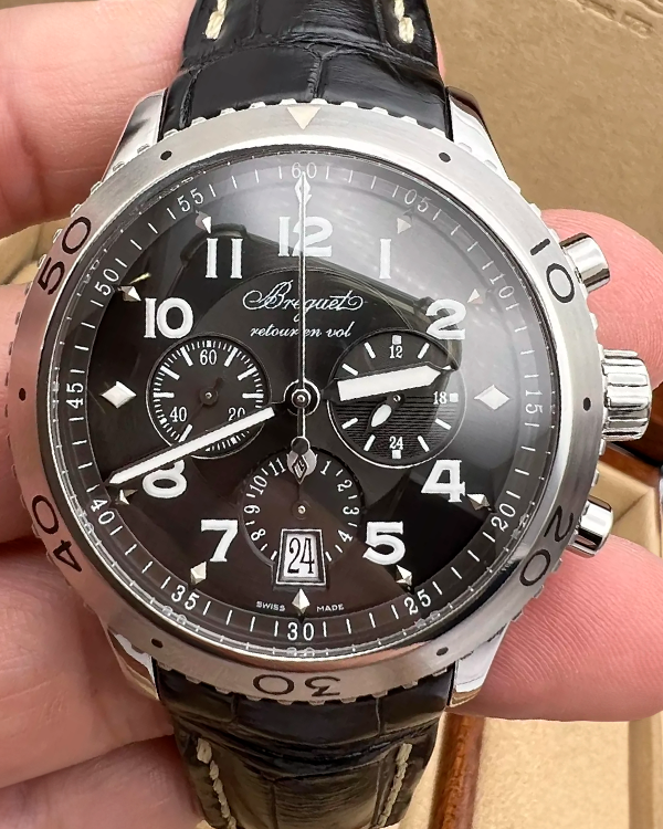 2010 Breguet Type XXI Flyback 43MM Black Dial Leather Strap (3810