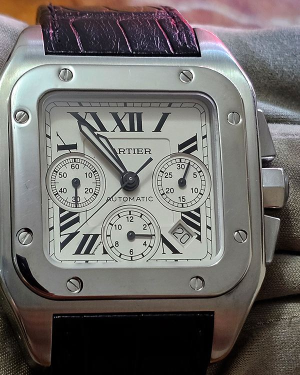 Cartier santos 100 xl clearance chronograph strap