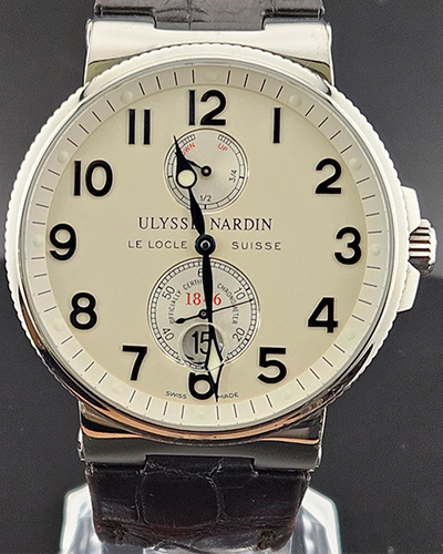 Ulysse Nardin Marine Chronometer Maxi 41MM Cream Dial Brown Alligator Leather Strap (263-66-3)