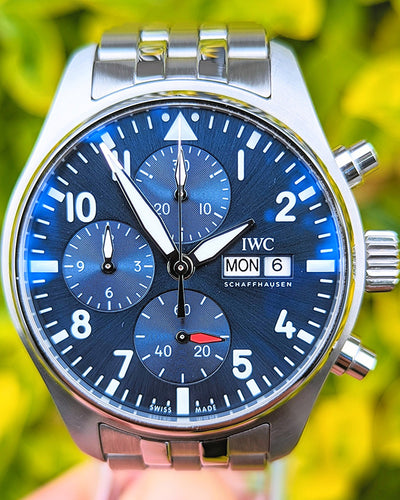 2022 IWC Schaffhausen Pilot Chronograph 41MM Blue Dial Steel Bracelet (IW388102)