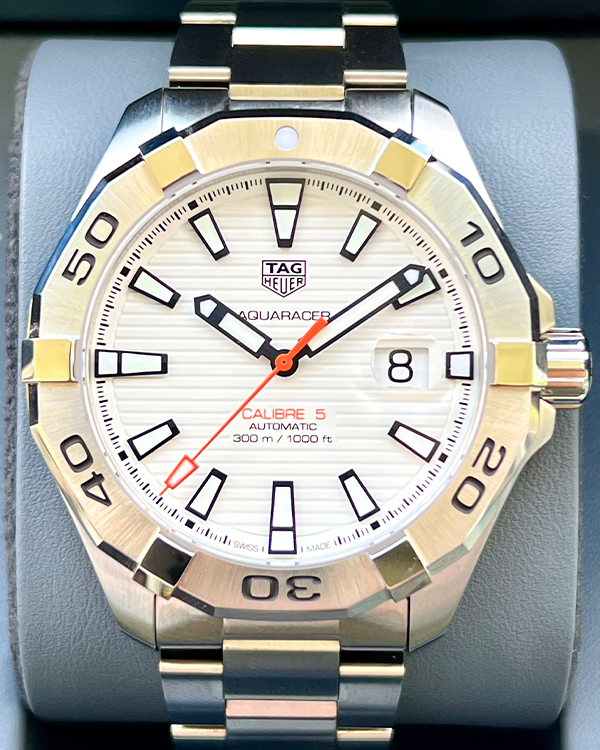 No Reserve Tag Heuer Aquaracer 300M Steel White Dial WAY2013