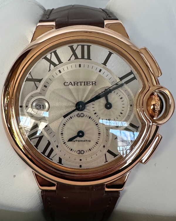 Cartier Ballon Bleu 44MM Silver Dial Leather Strap W6920074