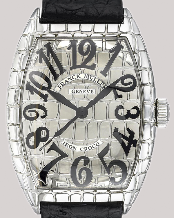 〔やす様)Franck Muller Iron Croco 時計 GENEVE Franck Muller Cintrée Curvex Iron Croco 39MM Silver 
