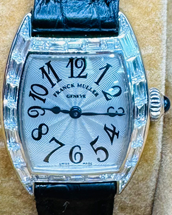 Franck Muller Curvex 27X20MM Quartz Silver Dial Leather Strap