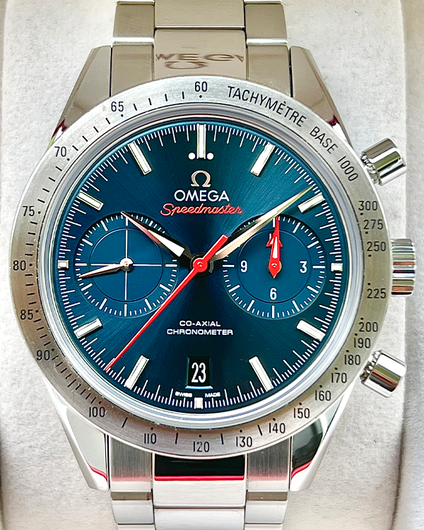 No Reserve Omega Speedmaster 57 Co Axial Steel Blue Dial