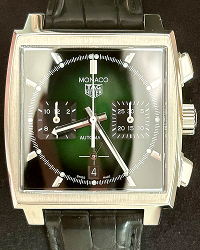 2021 TAG Heuer Monaco Limited Edition 39MM Green Dial Leather Strap (CBL2116.FC6497)