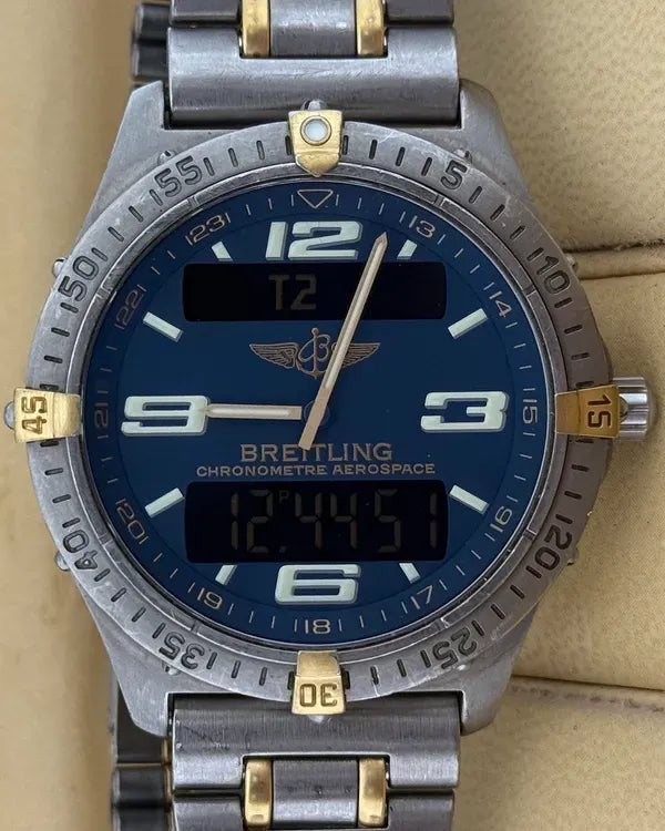 2002 Breitling Aerospace 40MM Quartz Blue Dial Titanium Bracelet