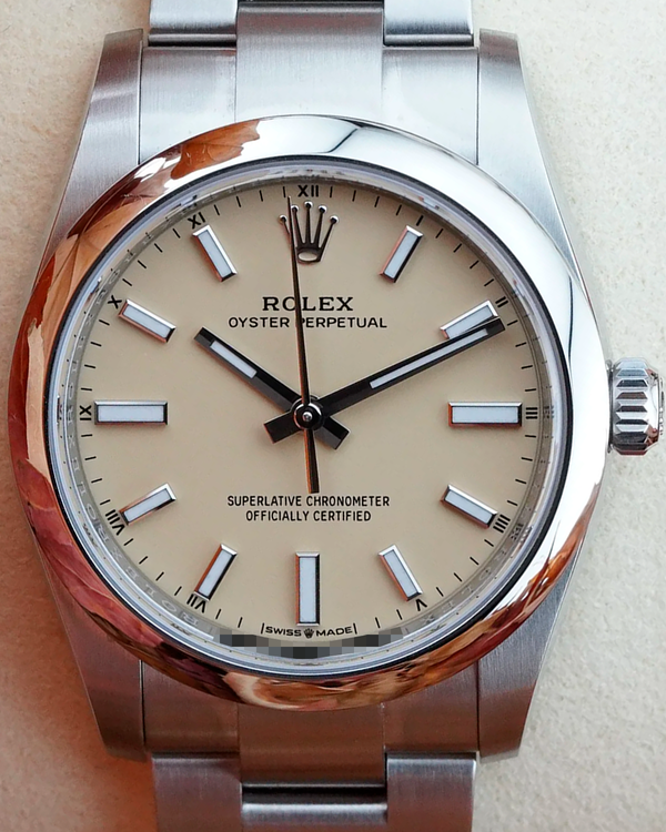2025 Rolex Oyster Perpetual 34MM Beige Dial Oyster Bracelet