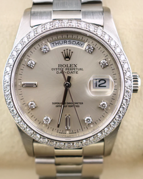 Rolex Day-Date 36MM Silver Dial Platinum President Bracelet (18346