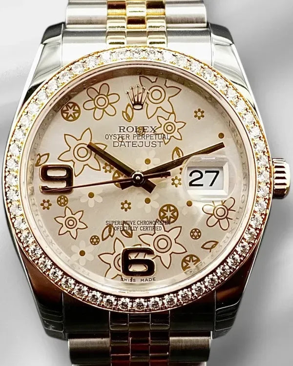 ROLEX 花柄 空箱 Rare Rolex Datejust 36MM Silver 