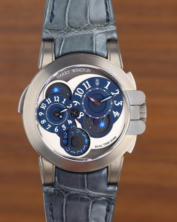 Harry Winston Project Z 44MM Blue Dial Leather Strap (400-MATZ44Z