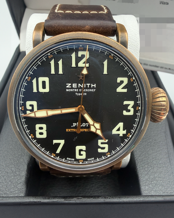 2015 Zenith Pilot 45MM Black Dial Leather Strap (29.2430.679/21