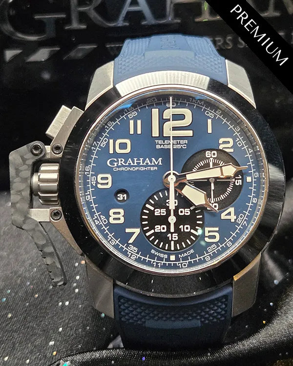 ぐら  Graham Chronofighter Oversize 47MM Blue Dial Rubber Strap (2CCAC