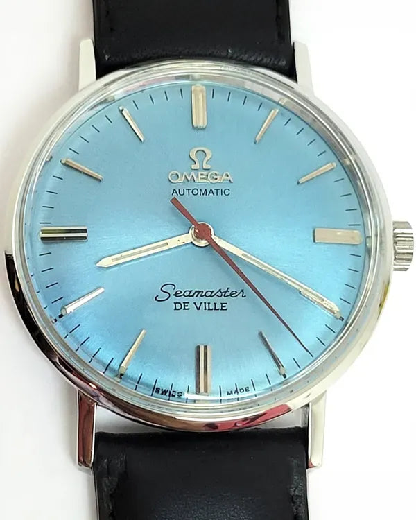 Omega Seamaster DeVille 34MM Blue Dial Aftermarket Leather Strap