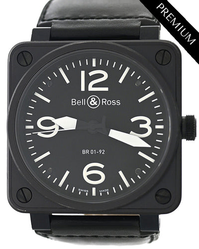 Bell & Ross Aviation Type 46MM Black Dial Leather Strap (BR01-92)