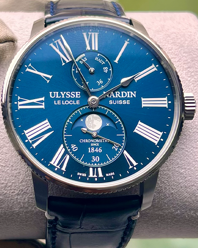 2022 Ulysse Nardin Marine Moonphase Limited Edition 42MM Blue Dial Leather Strap  (1193-310LE-3A-175)