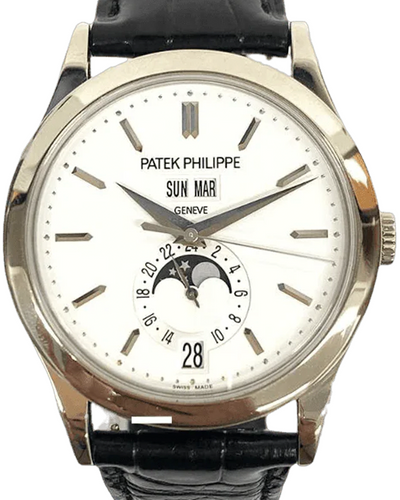 2015 Patek Philippe Annual Calendar Complications 38MM Silver Opaline Dial Leather Strap (5396G-011)