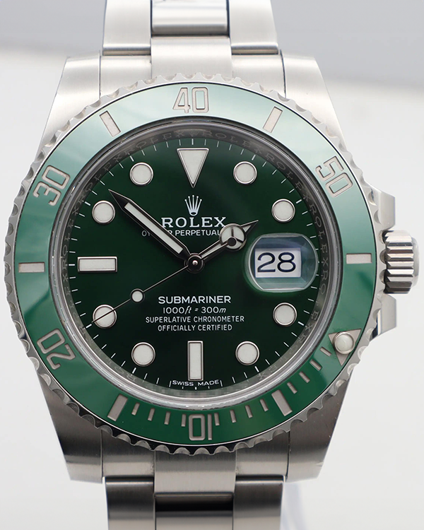 Rolex Submariner Date Hulk 40MM Green Dial Steel Bracelet (116610LV) –  Grailzee