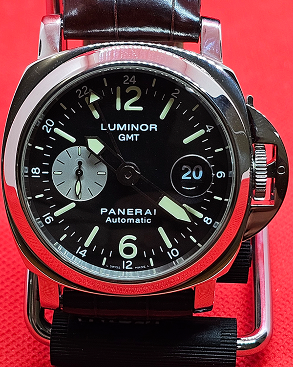 2006 Panerai Luminor GMT Automatic 44MM Black Dial Leather Strap