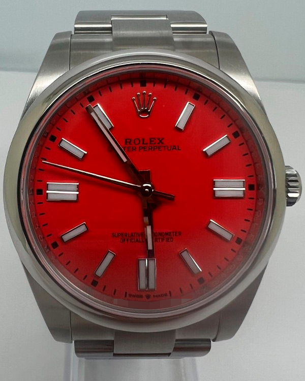 2023 Rolex Oyster Perpetual 41MM Coral Red Dial Oyster Bracelet