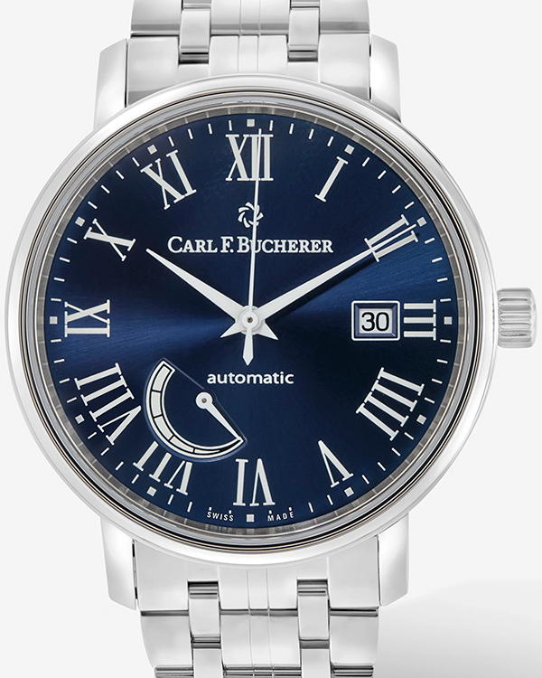 Carl F. Bucherer Adamavi Classic 40MM Blue Dial Steel Bracelet (00.10323.08.51.21)