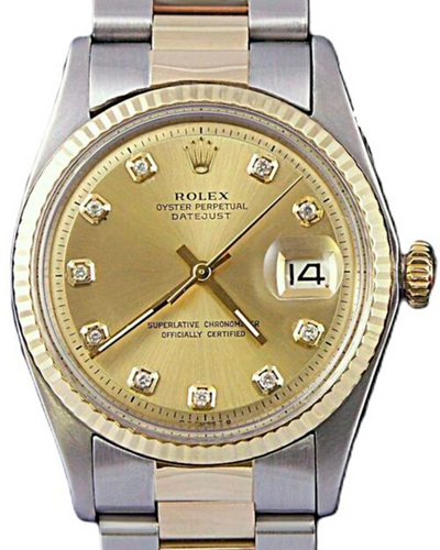 Rolex Datejust 36MM Aftermarket Champagne Dial Two-Tone Oyster Bracelet (16203)