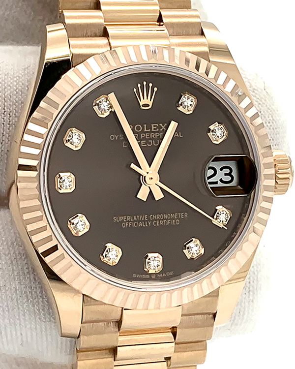 2023 Rolex Datejust 31MM Chocolate Dial Everose Gold President Bracelet (278275)