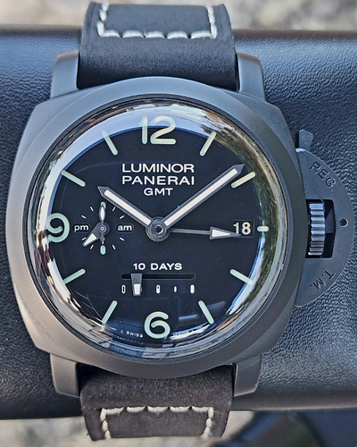 2019 Panerai Luminor 1950 10 Days GMT L.E. 44MM Black Dial Leather Strap (PAM00335)