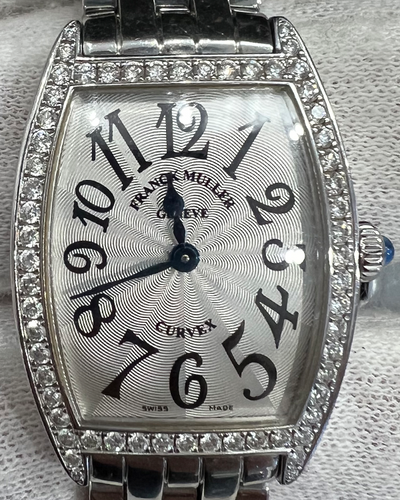 Franck Muller Cintrée Curvex 25X35MM Quartz Silver Dial Steel Bracelet (1752 QZ DP)