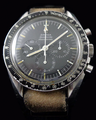 Omega Speedmaster Professional Moonwatch 42MM Black Dial Aftermarket Leather Strap (105.012-66)