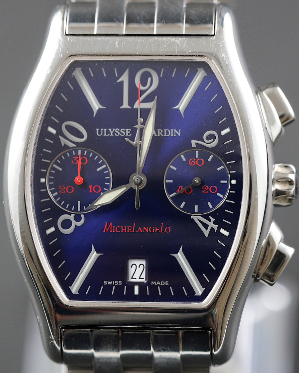 Ulysse Nardin Michelangelo Chronograph 35MM Blue Dial Steel Bracelet (563-42)