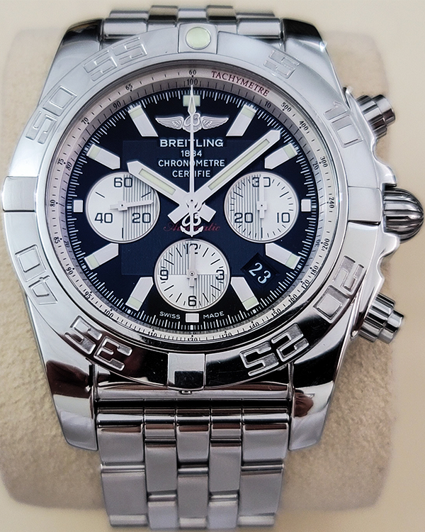 2010 Breitling Chronomat 44MM Black Dial Steel Bracelet (A011B67PA)