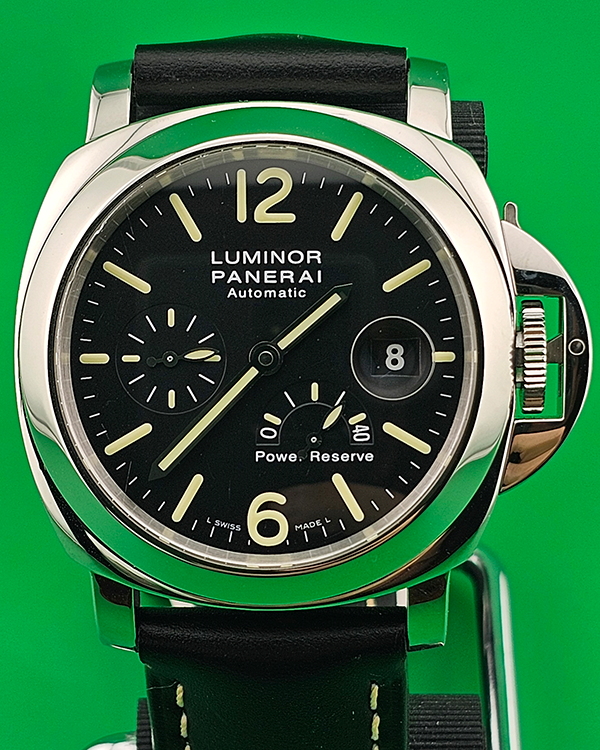 Panerai Luminor Power Reserve 44MM Black Dial Leather Strap (PAM00090)