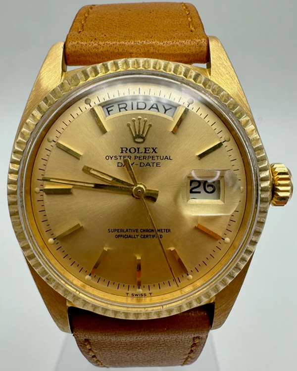 Rolex Day-Date 36MM Champagne Dial Aftermarket Leather Strap (1803)