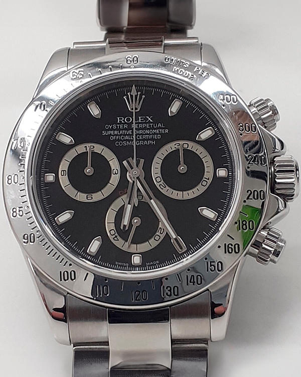 Rolex Cosmograph Daytona 40MM Black Dial Steel Bracelet (116520)